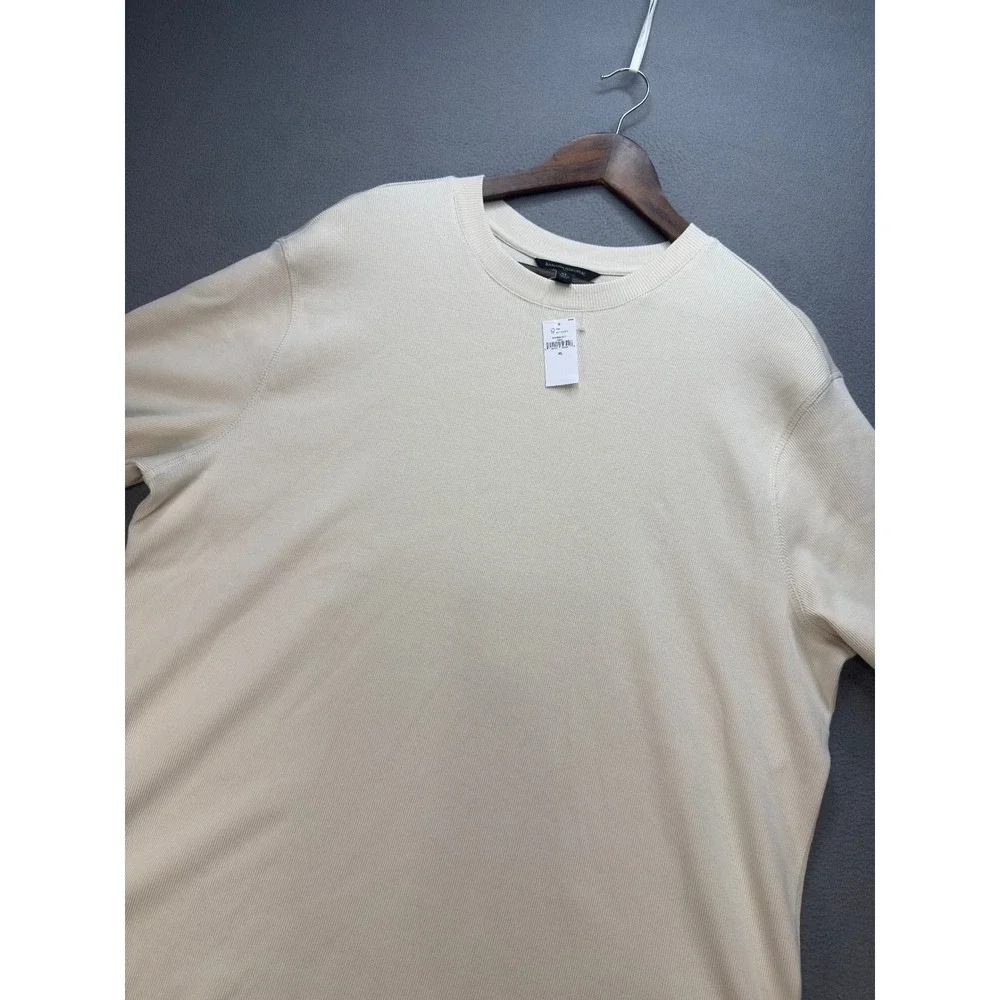 Banana Republic Mini Rib Slim T-Shirt XL Off White Ecru Short Sleeve Cotton Tee